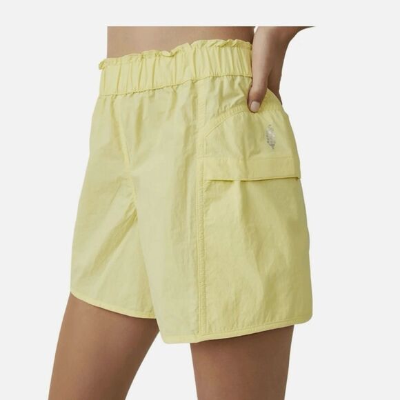 NWOT Free People High Waisted Shorts in a butter yellow shade - Picture 2 of 9